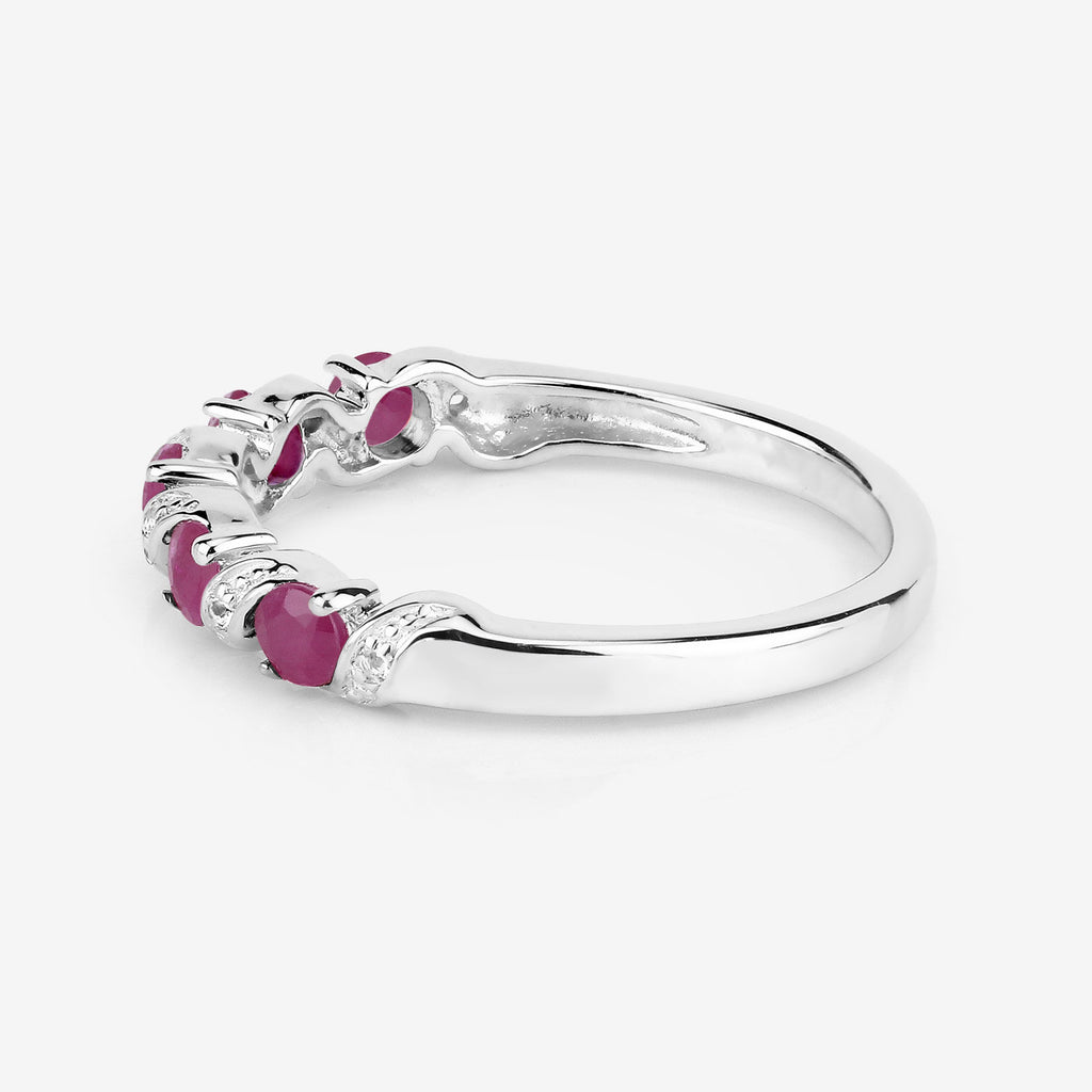 Ruby Ring With White Topaz 0.66 Carats Sterling Silver