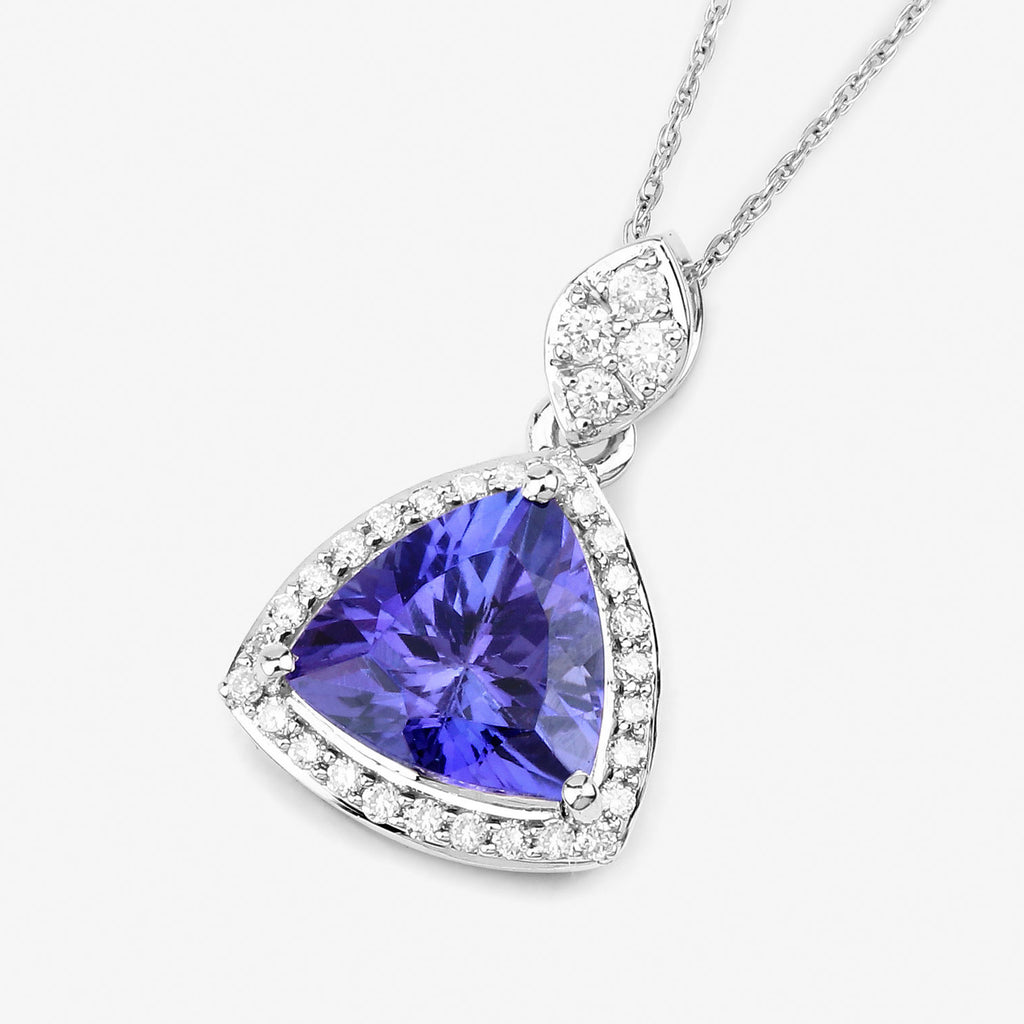 Tanzanite Pendant With Diamonds 1.66 Carats 14K White Gold
