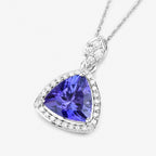 Tanzanite Pendant With Diamonds 1.66 Carats 14K White Gold