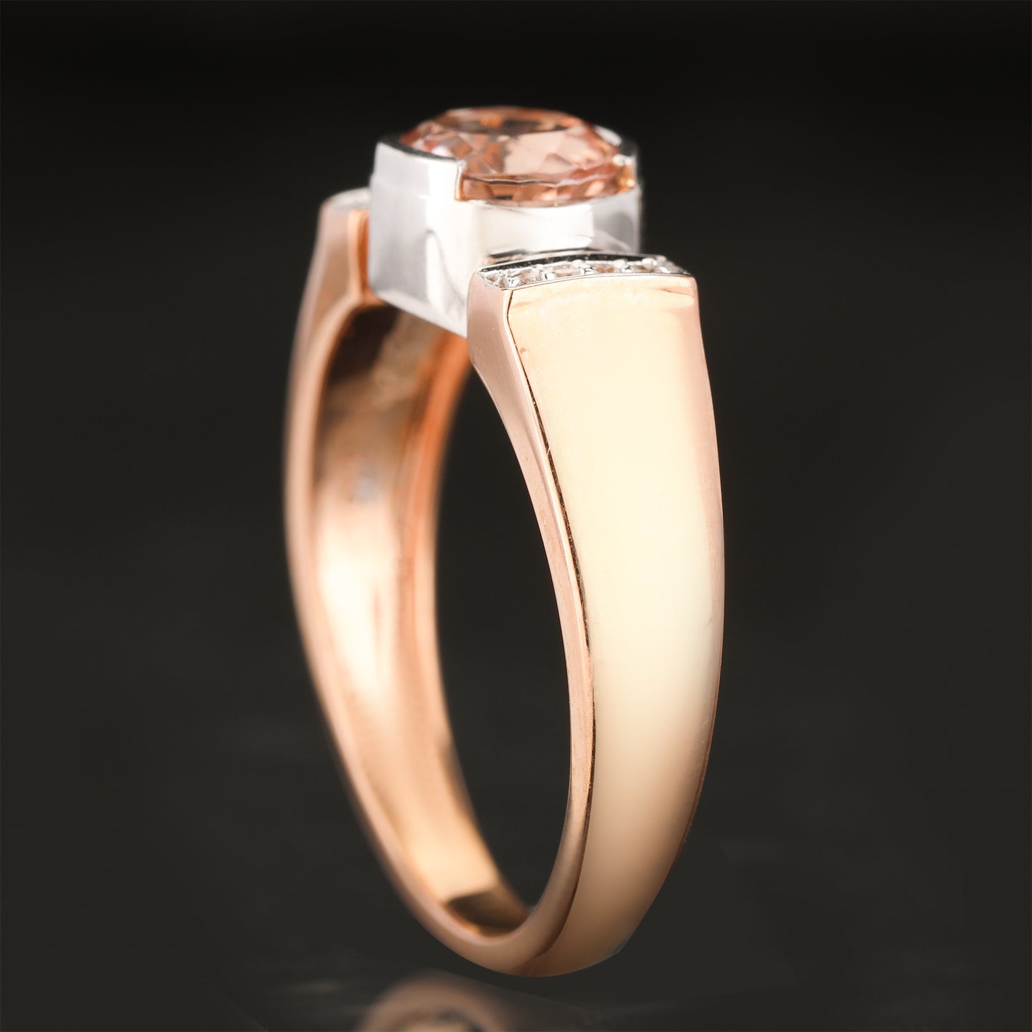 Morganite Ring With White Zircon 0.74 Carats 9K Rose & White Gold