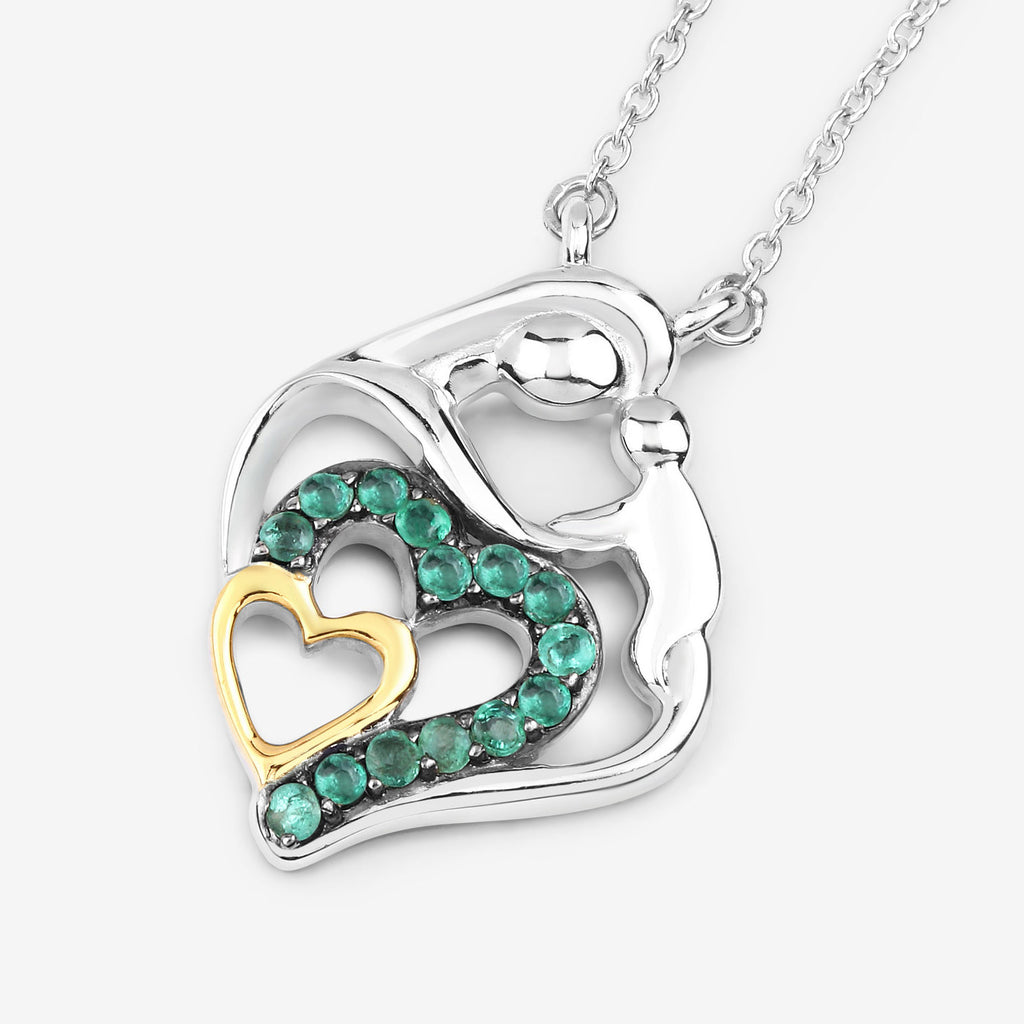 Emerald Mom Pendant 0.22 Carats Gold Plated Silver