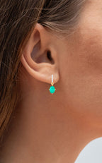 Zambian Emerald Dangle Earrings Diamonds 1.5 Carats 10K Yellow Gold