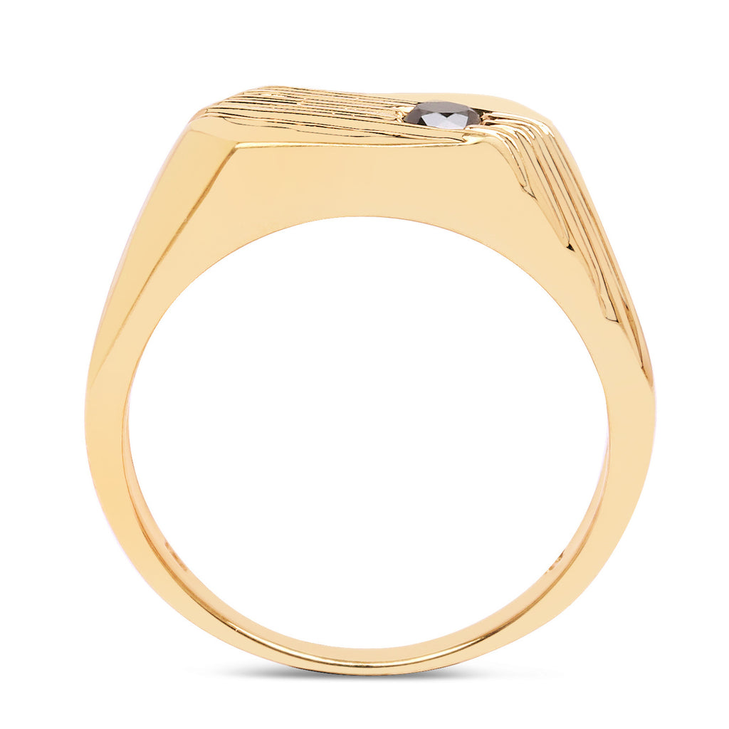 Black Diamond Ring 0.1 Carats Gold Plated Silver
