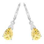 Citrine Earrings With White Zircon 2.76 Carats Sterling Silver