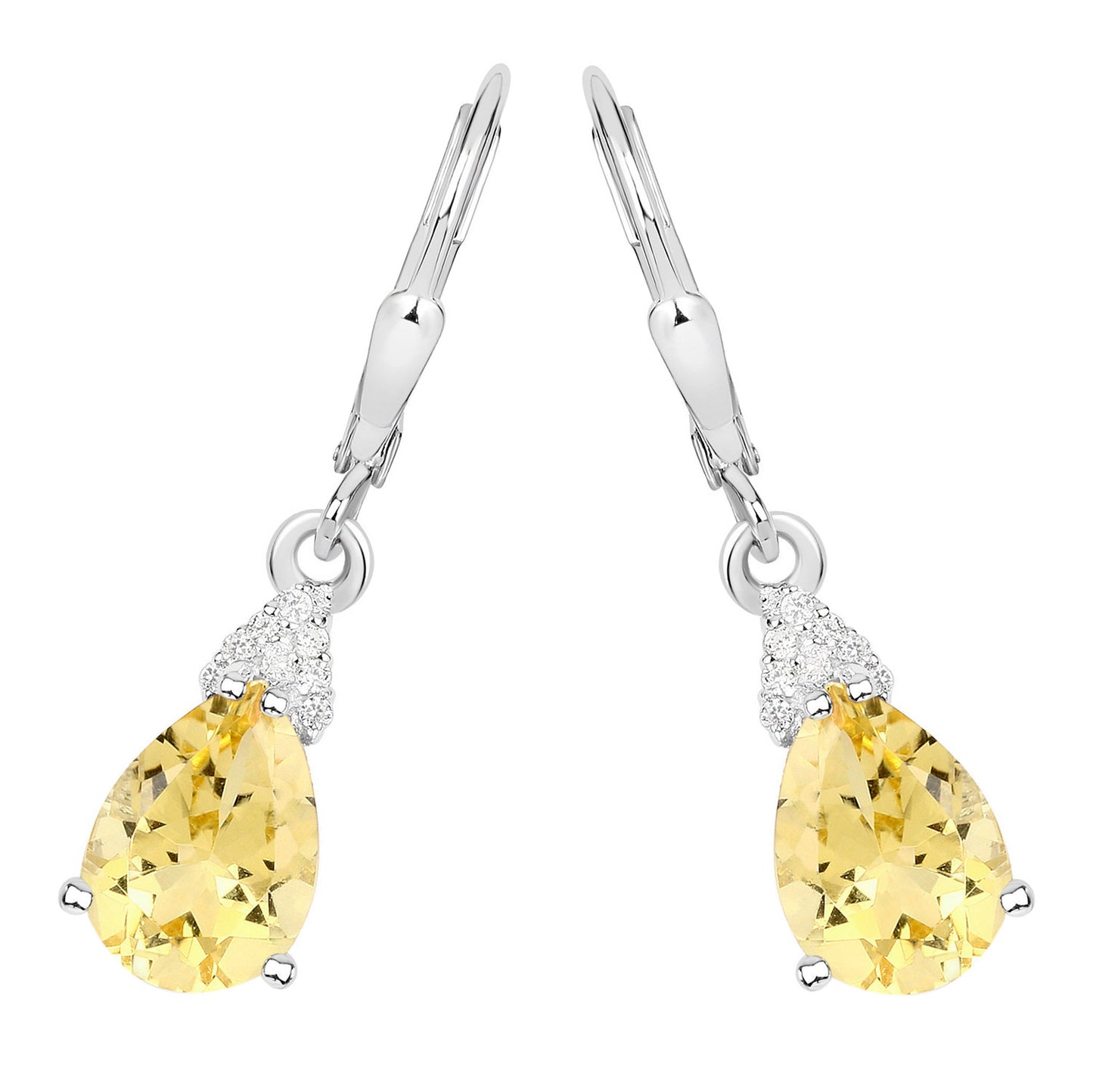 Citrine Earrings With White Zircon 2.76 Carats Sterling Silver