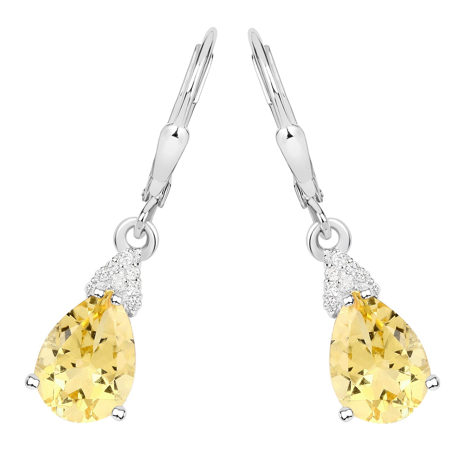 Citrine Earrings With White Zircon 2.76 Carats Sterling Silver