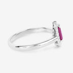 Ruby Ring With Diamonds 0.9 Carats 14K White Gold
