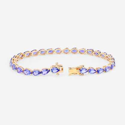 Tanzanite Tennis Bracelet 10.7 Carats 14K Yellow Gold