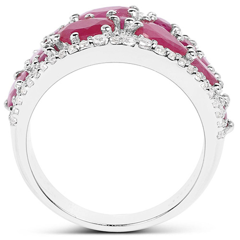 Ruby Ring With White Zircon 3.26 Carats Sterling Silver