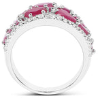 Ruby Ring With White Zircon 3.26 Carats Sterling Silver