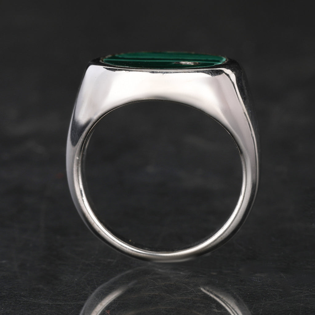 Malachite Ring With Diamonds 2.56 Carats Sterling Silver
