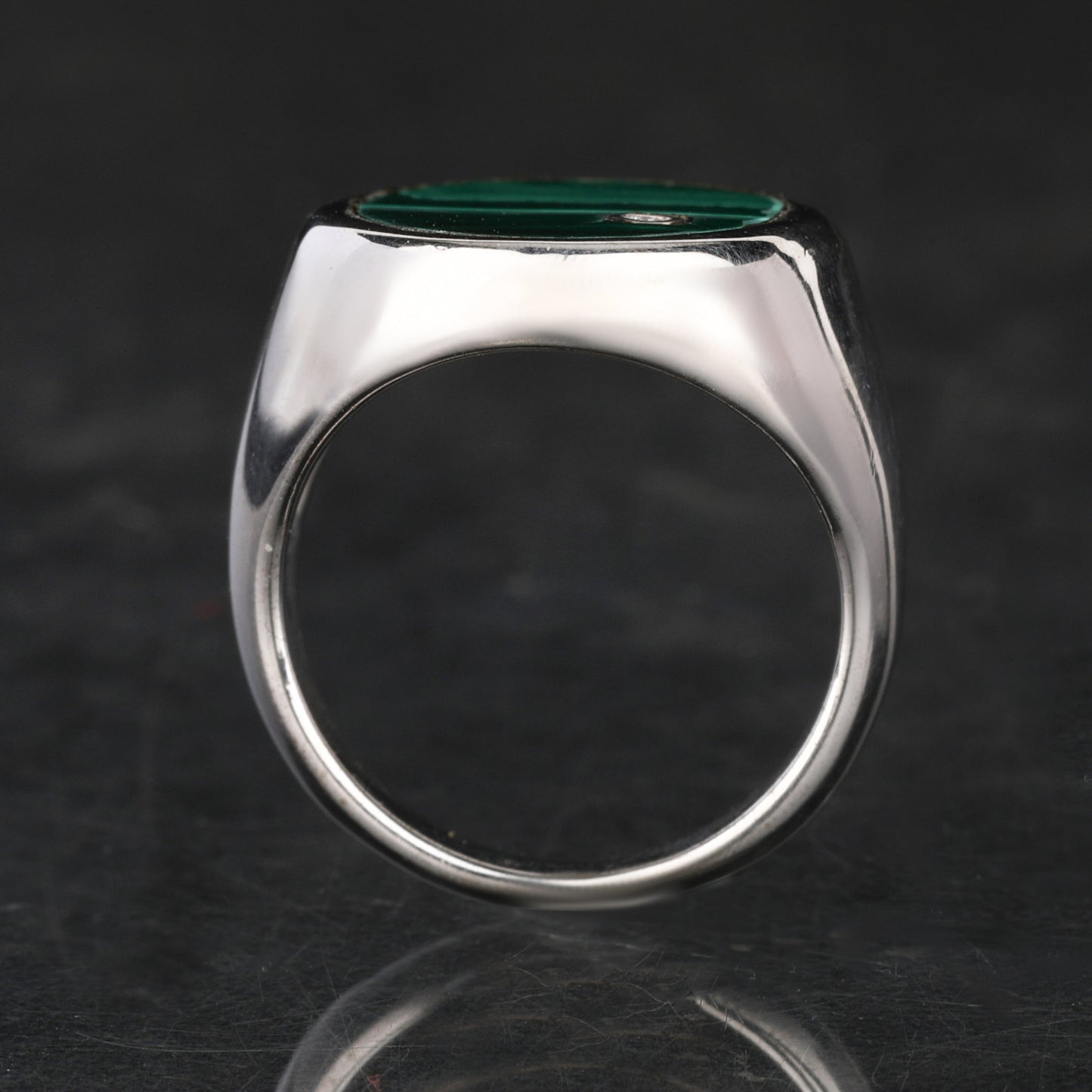 Malachite Ring With Diamonds 2.56 Carats Sterling Silver