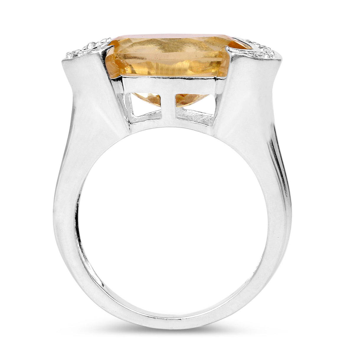 Citrine Ring With Diamonds 4.52 Carats Sterling Silver