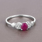Ruby Ring With Diamonds 0.32 Carats 14K White Gold