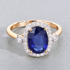 Blue Sapphire Ring With Diamonds 2.66 Carats 18K Yellow Gold