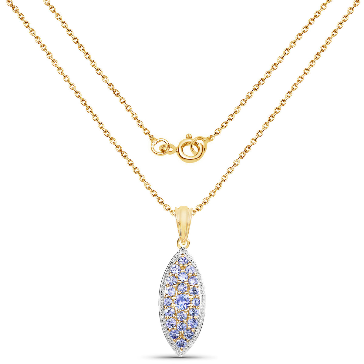 Tanzanite Pendant 1.52 Carats Gold Plated Silver