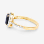 Blue Sapphire Ring With Diamonds 1.8 Carats 14K Yellow Gold