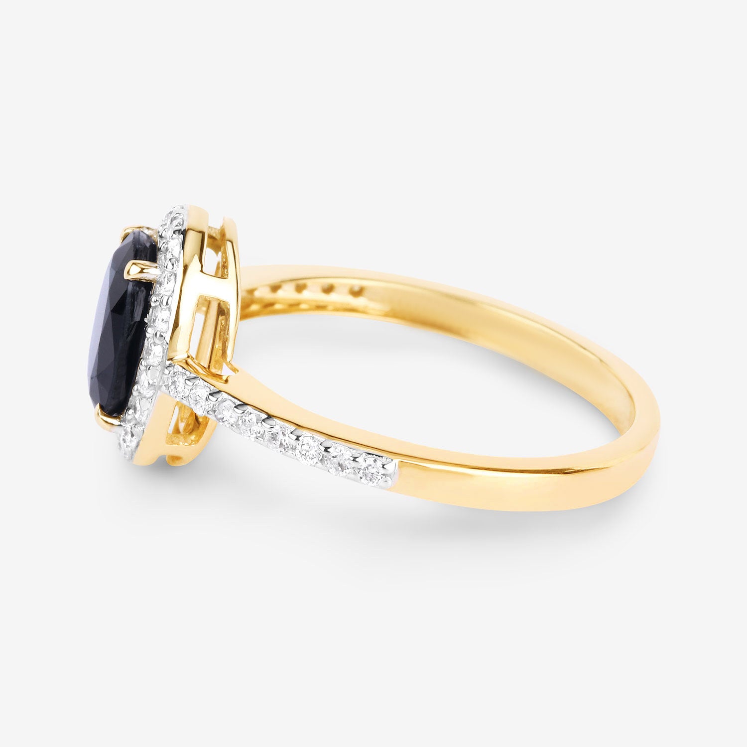 Blue Sapphire Ring With Diamonds 1.8 Carats 14K Yellow Gold