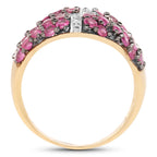Ruby Cross Ring 1.66 Carats Gold Plated Silver