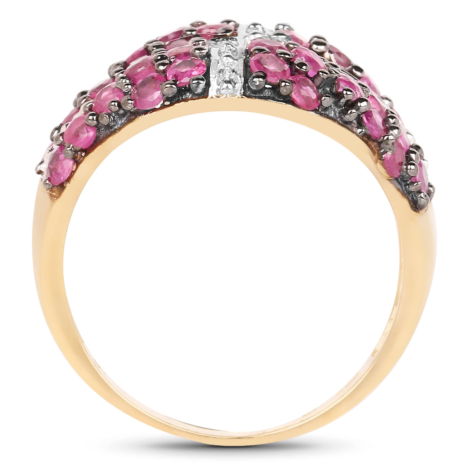 Ruby Cross Ring 1.66 Carats Gold Plated Silver