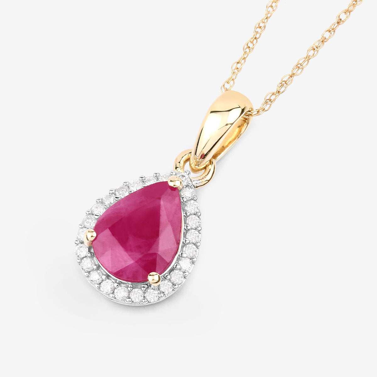 Ruby Pendant With Diamonds 1.52 Carats 10K Yellow Gold