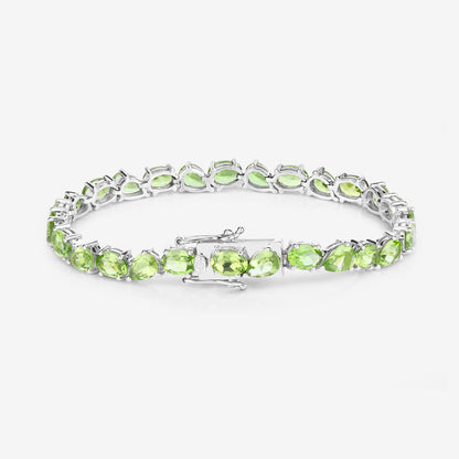 Peridot Tennis Bracelet 21.30 Carats Sterling Silver
