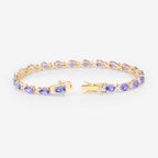 Tanzanite Tennis Bracelet Diamonds 8.2 Carats 14K Yellow Gold