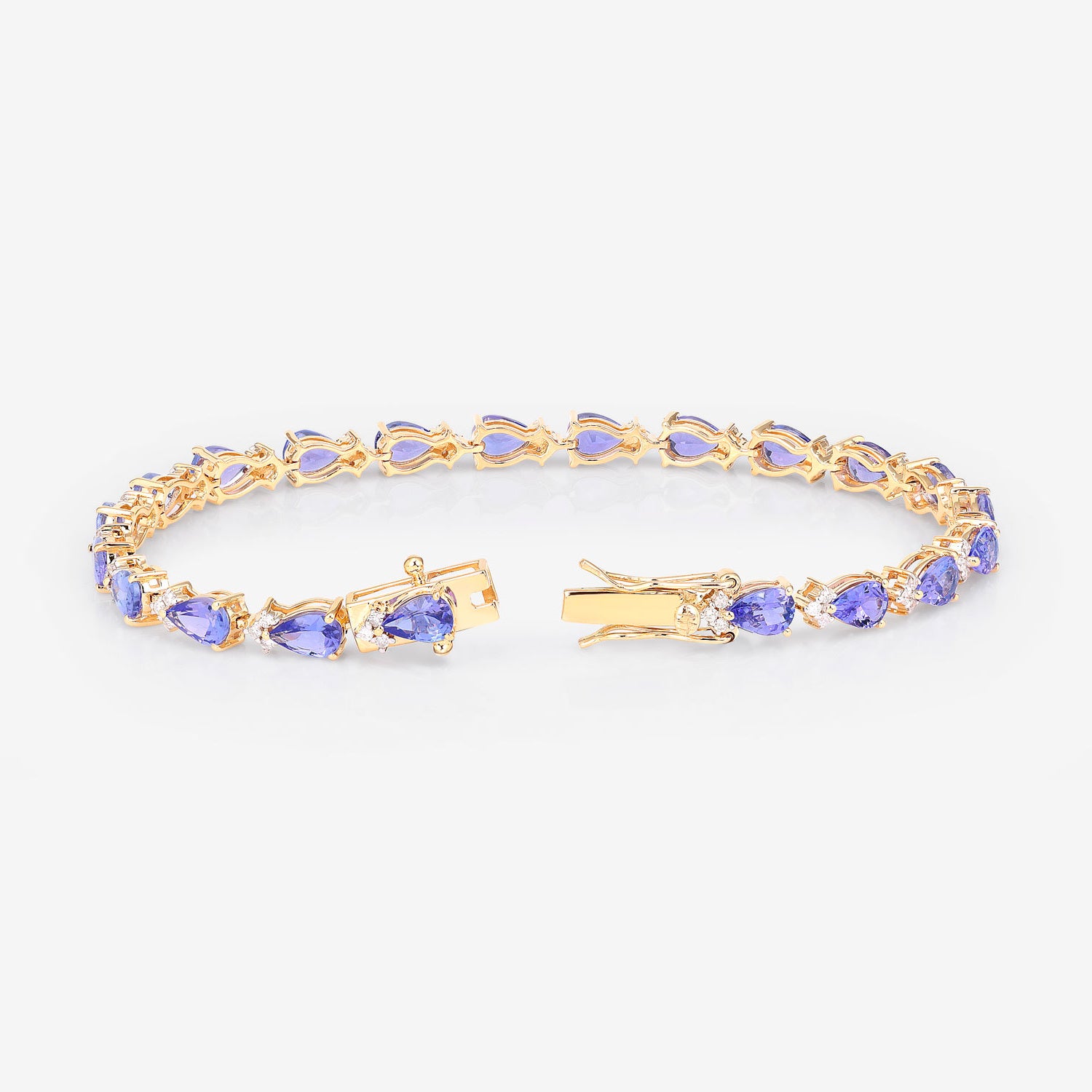 Tanzanite Tennis Bracelet Diamonds 8.2 Carats 14K Yellow Gold
