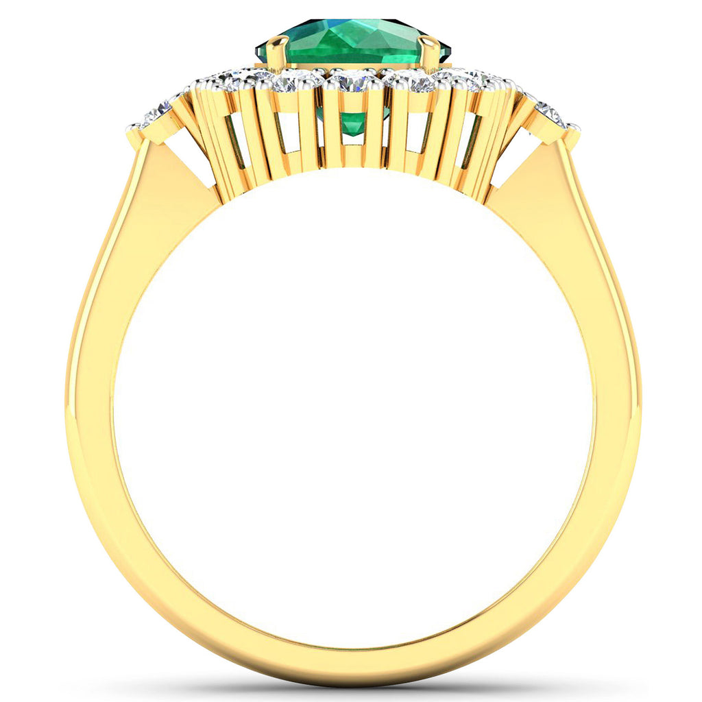 Zambian Emerald Ring With Diamonds 2.36 Carats 14K Yellow Gold