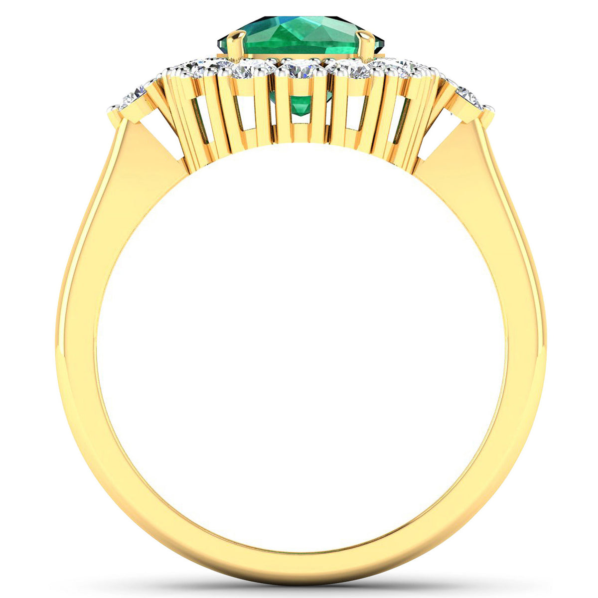 Zambian Emerald Ring With Diamonds 2.36 Carats 14K Yellow Gold