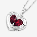 Garnet Heart Pendant With White Topaz 2.62 Carats Sterling Silver