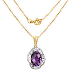 Amethyst Pendant With White Topaz 6.34 Carats Gold Plated Silver