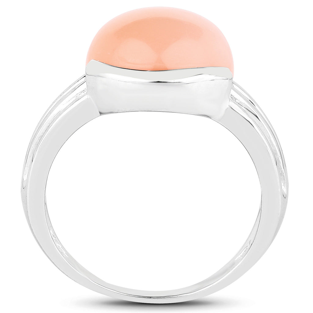Peach Moonstone Ring 5.98 Carats Sterling Silver