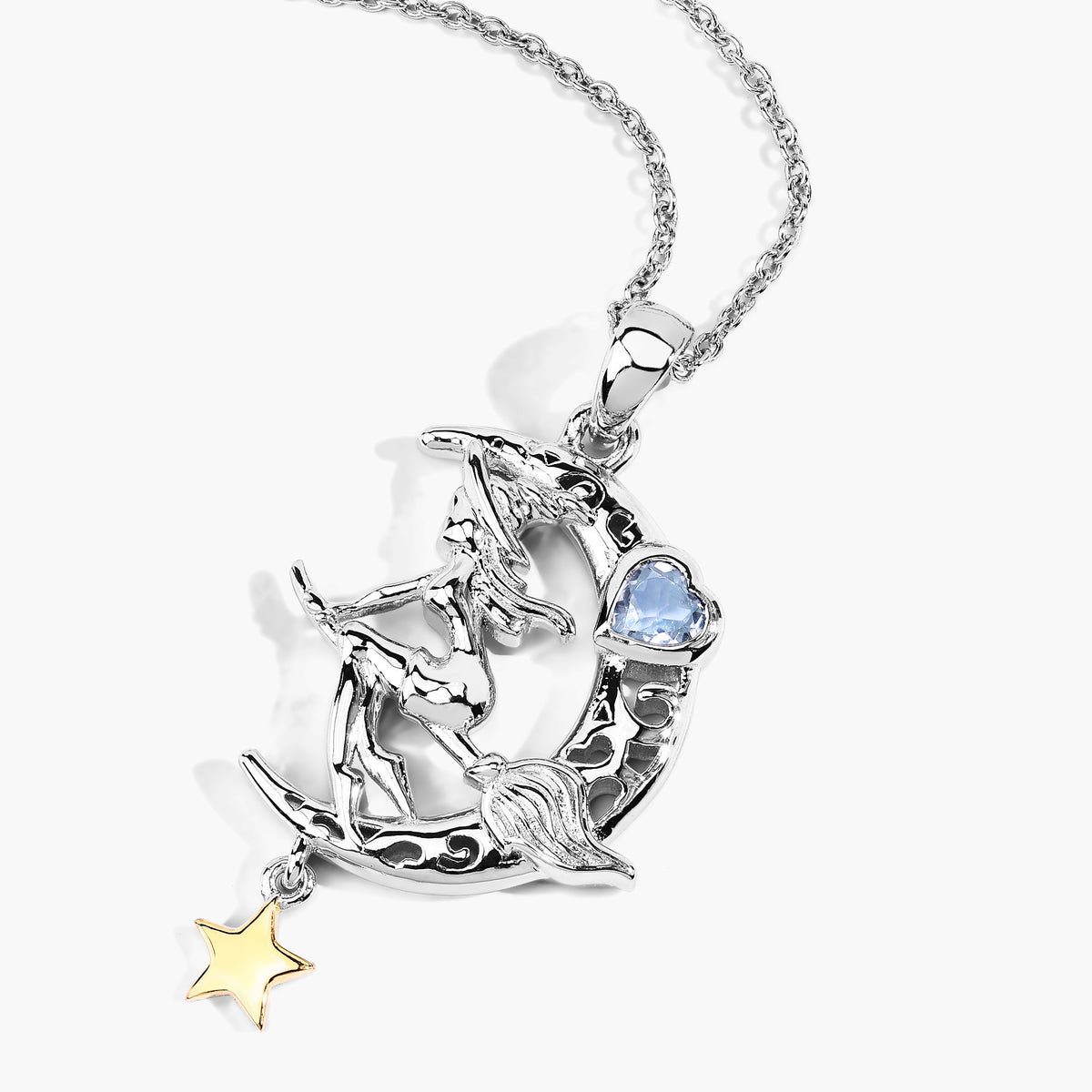 Blue Topaz Witch Pendant 0.34 Carats Sterling Silver