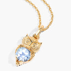 Blue Topaz Owl Pendant 1.04 Carats Gold Plated Silver
