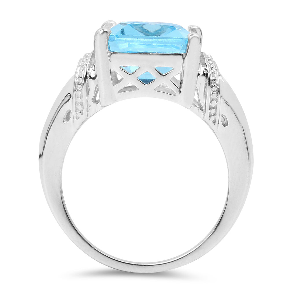 Swiss Blue Topaz Ring 8.88 Carats Sterling Silver