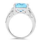 Swiss Blue Topaz Ring 8.88 Carats Sterling Silver