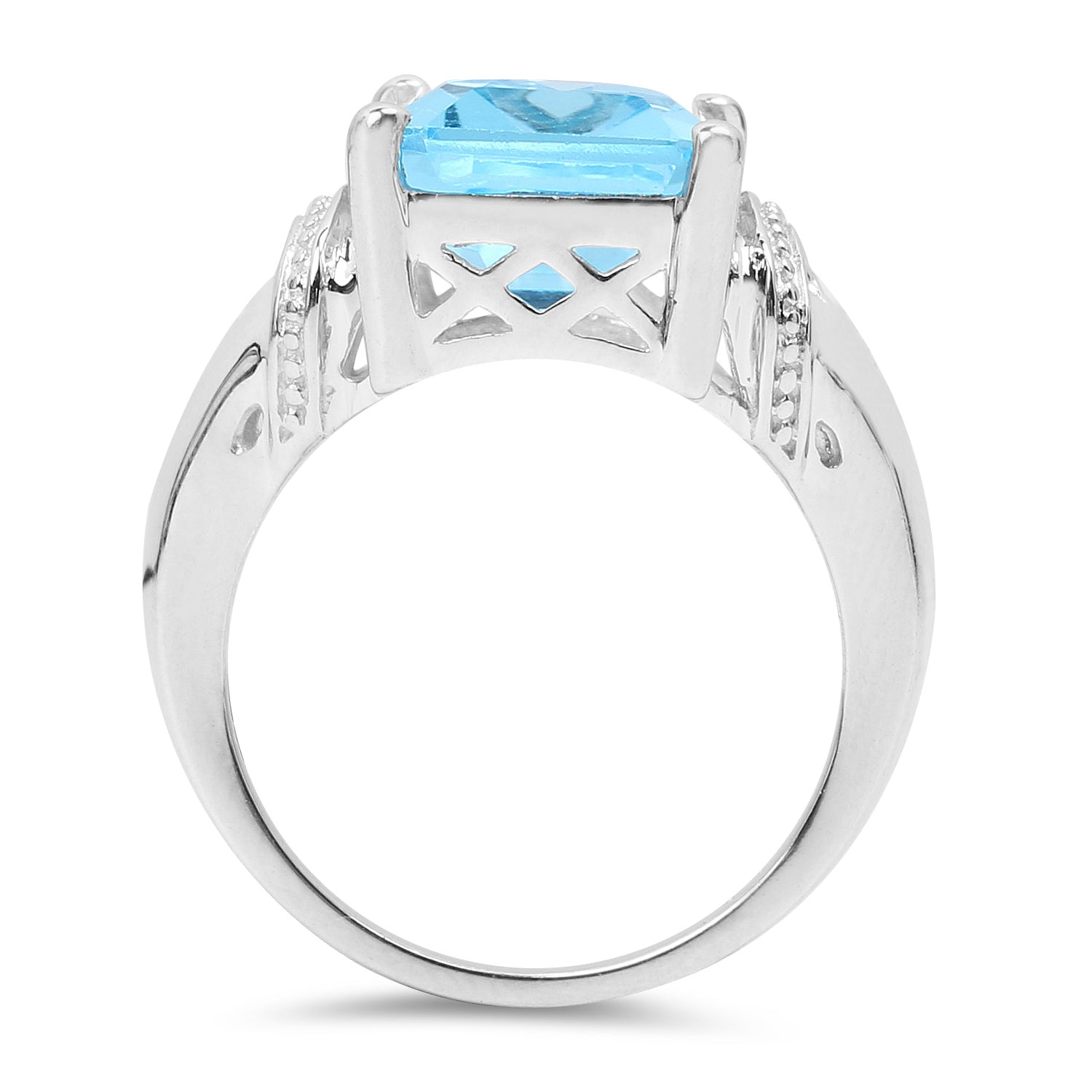 Swiss Blue Topaz Ring 8.88 Carats Sterling Silver