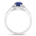 Blue Sapphire Ring With Diamonds 2.32 Carats 18K White Gold