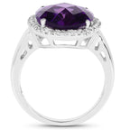 Amethyst Ring With Diamonds 7.92 Carats Sterling Silver
