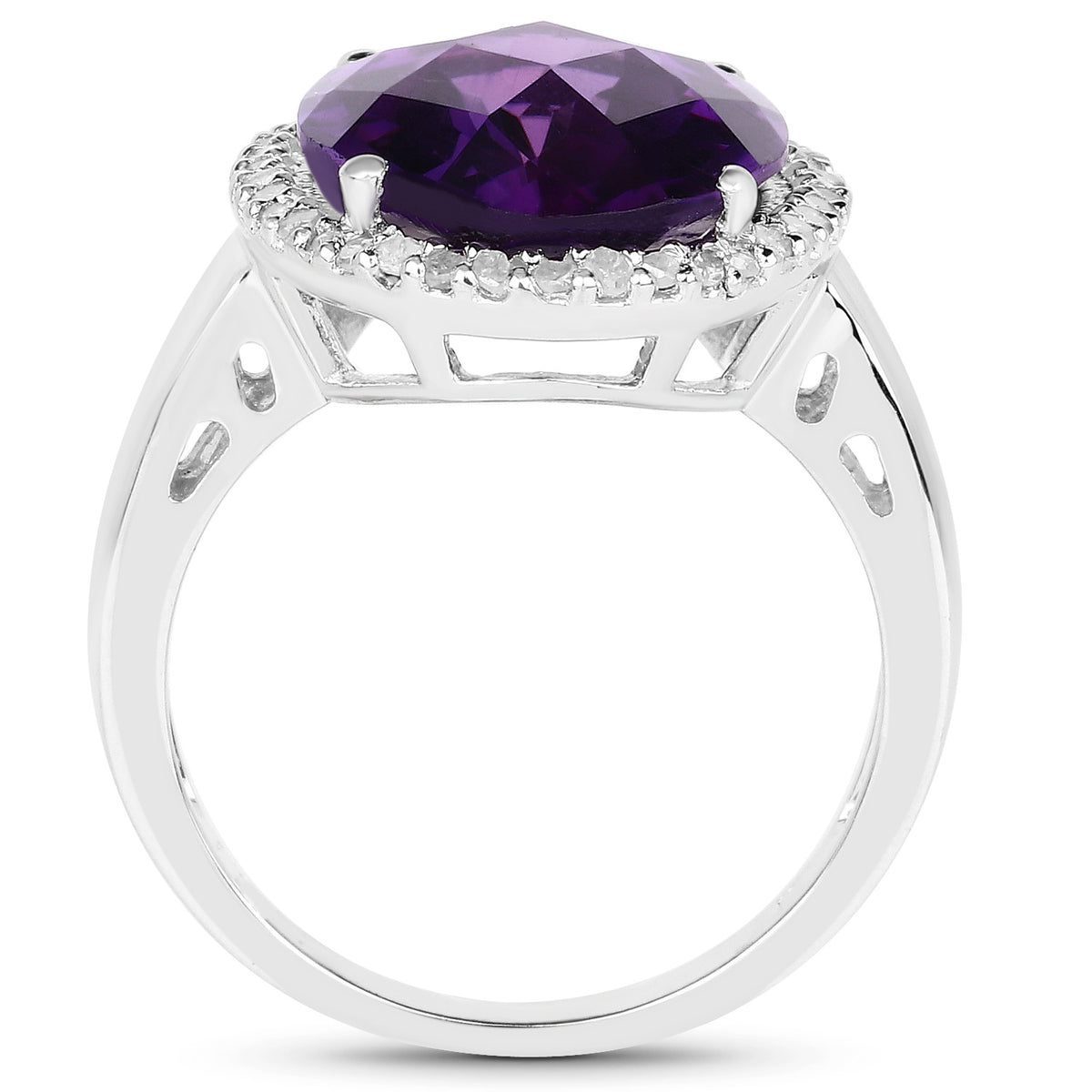 Amethyst Ring With Diamonds 7.92 Carats Sterling Silver