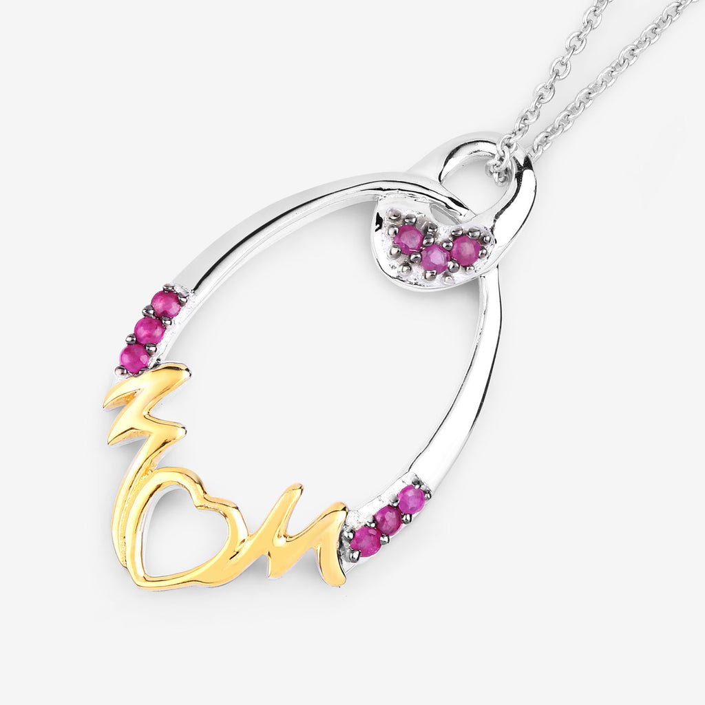 Ruby Mom Pendant 0.16 Carats Gold Plated Silver