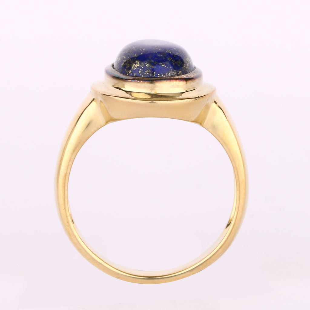Lapis Ring 5 Carats Gold Plated Silver