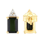 Green Tourmaline Stud Earrings With Diamonds 1.22 Carats 14K Yellow Gold