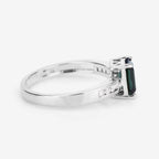 Green Tourmaline Ring With Diamonds 1.16 Carats 14K White Gold