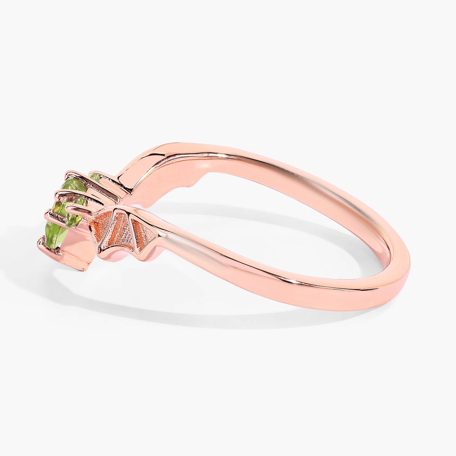 Peridot Bat Ring 0.26 Carats Gold Plated Silver