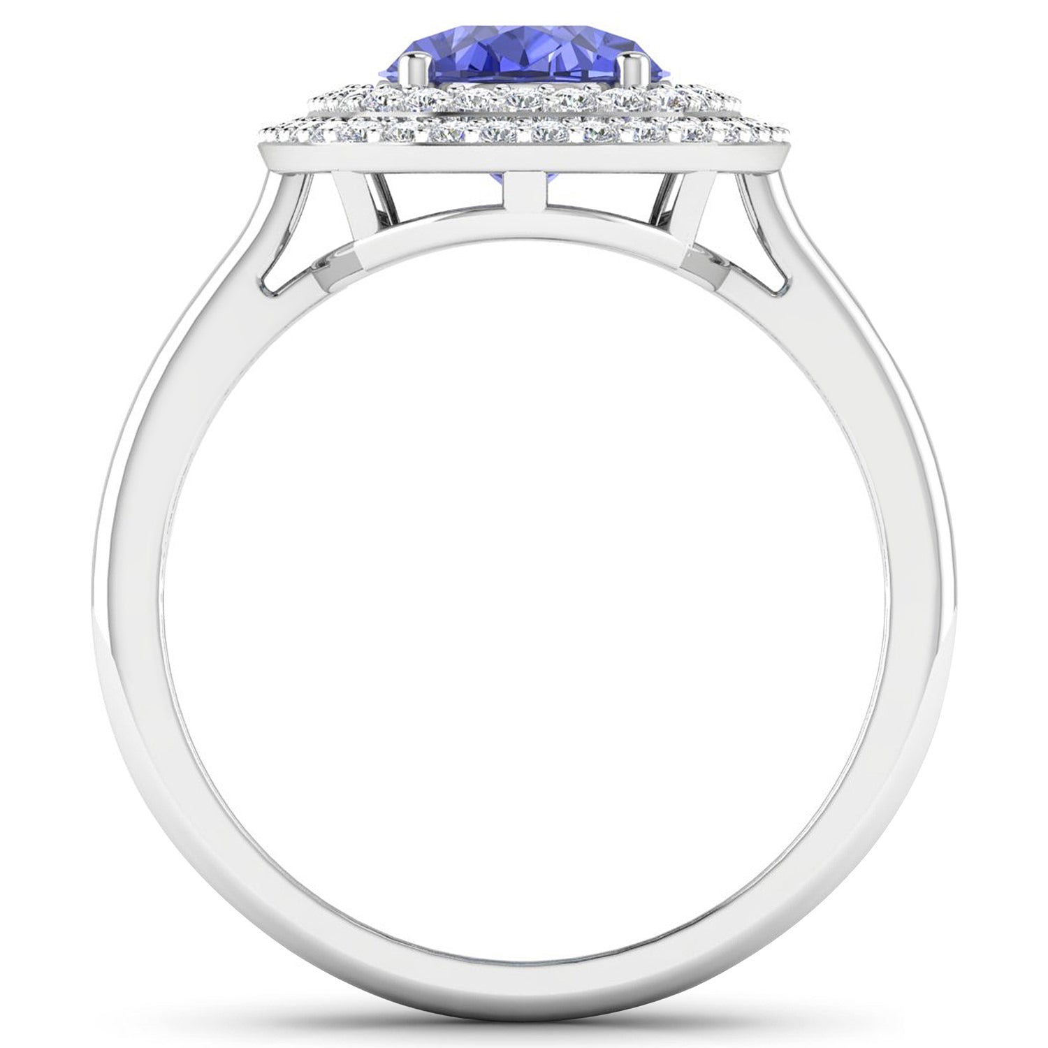 Tanzanite Ring With Diamonds 1.98 Carats 14K White Gold