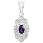 Amethyst Pendant With White Topaz 0.5 Carats Sterling Silver