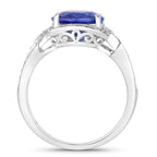 Tanzanite Ring With Diamonds 4.16 Carats 14K White Gold