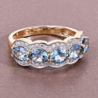 Aquamarine Ring With Diamonds 1.56 Carats 14K Yellow Gold